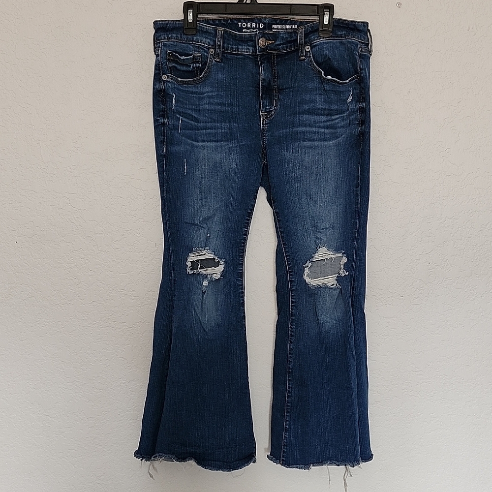 Torrid Super Flare Stretch Denim Jeans Distressed Casual Pants